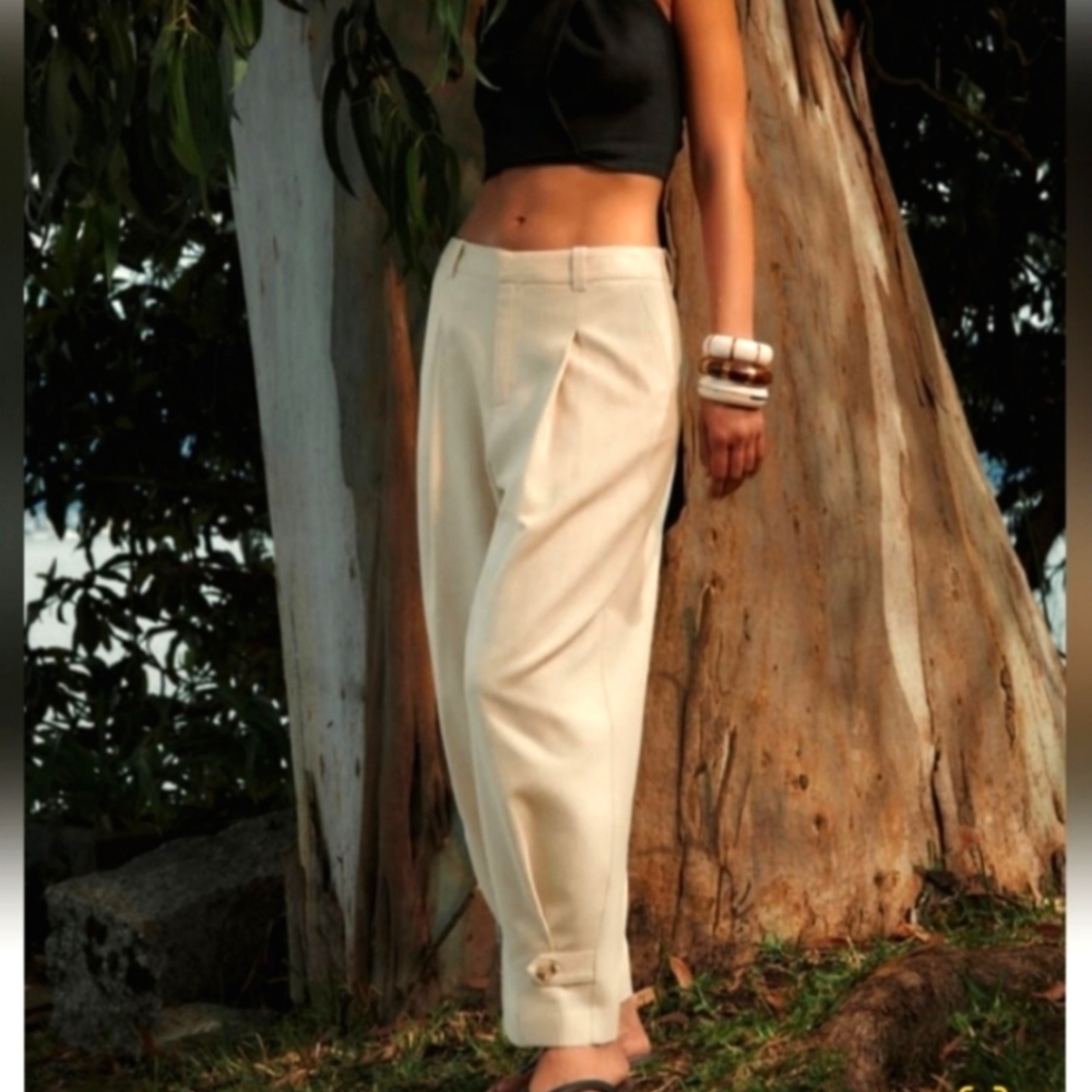 NWT Zara Cuffed Hem Rustic Pants Size L